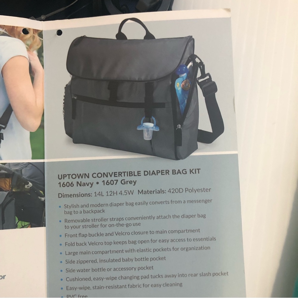 Gemline Uptown Navy Blue Convertible Diaper Bag - Picture 13 of 16